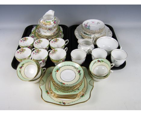 Three vintage tea sets including Tuscan Lorraine pattern tea wares, Tuscan Kingfisher pattern tea wares (two cups (a/f)) and 