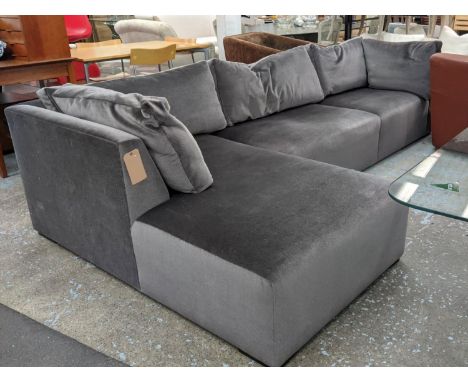 BRAY DESIGN FOR LOUISE BRADLEY CORNER SOFA, mohair upholstery, 310cm x 165cm x 95cm. 