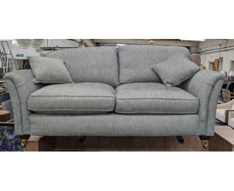 PARKER KNOLL DEVONSHIRE GRAND FORMAL SOFA, in blue fabric, 95cm x 180cm. 