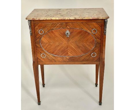 COMMODE, French Louis XVI style kingwood and silver gilt metal mounted with two drawers, 61cm x 34cm x 80cm H. 