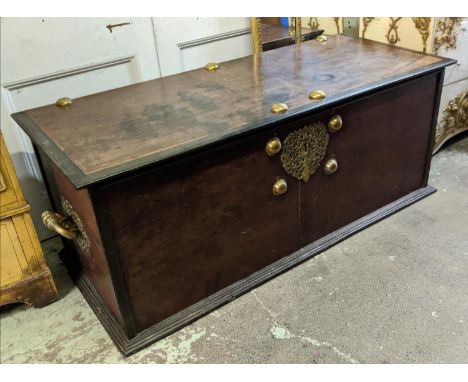 TRUNK, 172cm W x 67cm H x 73cm D late 18th/early 19th century Ceylonese hardwood and ebony of large proportions with a rectan