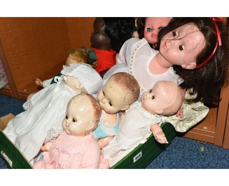 THREE BOXES AND LOOSE DOLLS AND ACCESSORIES, to include bisque doll's heads and parts, heads including Armand Marseille 341/2