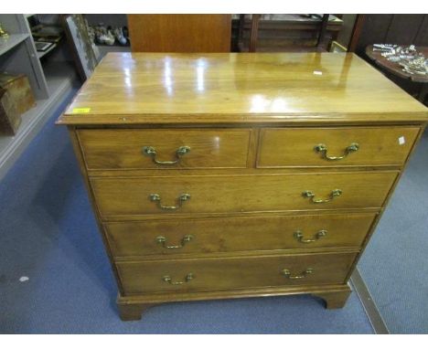 A 19th century pollard oak chest of two short and three long drawers with swan neck brass handles on bracket feet 36" x 37" x