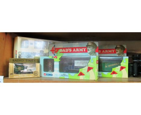 Two Corgi Dad's Army Butcher van, a Greengrocer's van and a D Day Corgi Classic four vehicle set