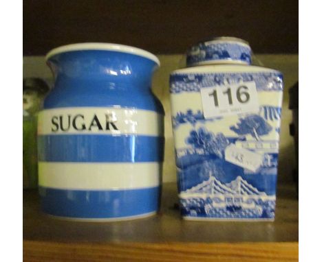 A T.G. Green sugar and a Ringtons tea caddy