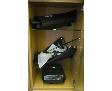 A Bowers soft box, two Godox photo tents and a Beno digital projector