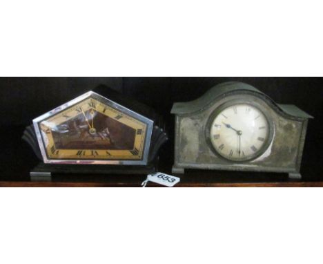 An Art Deco style clock and another
