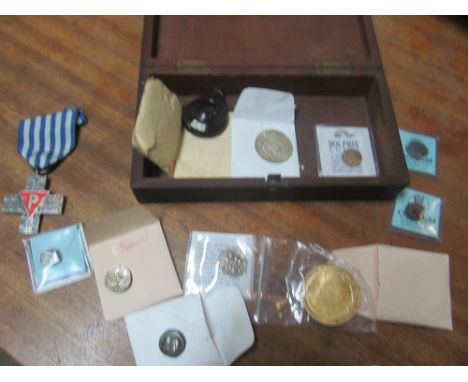 A Russian medal and vintage coins