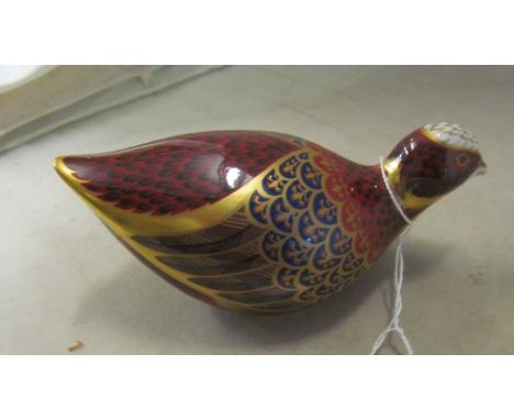 A Royal Crown Derby Imari quail with silver button