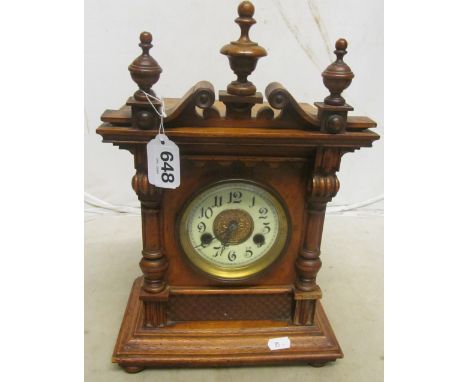 A Victorian oak cased architectural mantel clock