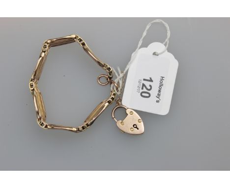 A gate link bracelet with 9ct gold padlock clasp