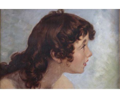 20th Century, European School Head and shoulders portrait of a young beauty oil on canvas 32 x 47cm