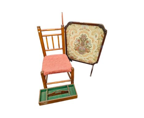 ANTIQUE CHAIR AND FIRESCREEN 
