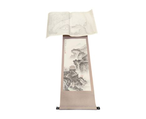 CHINESE HANGING SCROLL AND A MAP