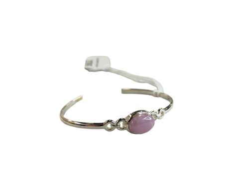 SILVER ROSE QUARTZ BANGLE 