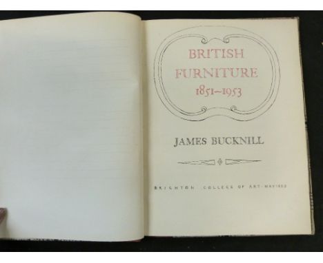 JAMES BUCKNILL (1928-2015): BRITISH FURNITURE 1851-1953, original manuscript with pen and ink and watercolour sketches create