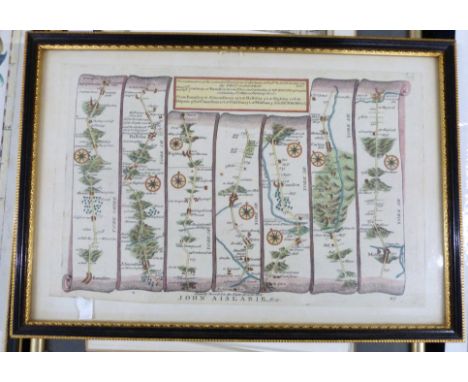 OWEN/BOWEN, 2 hand coloured engraved road maps, 1736, printed recto and verso, comprising THE ROAD FROM YORK TO WHITBY AND SC