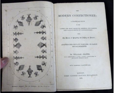 WILLIAM JEANES: THE MODERN CONFECTIONER..., London, John Camden Hotten, 1861, 1st edition, 15 engraved plates including key p