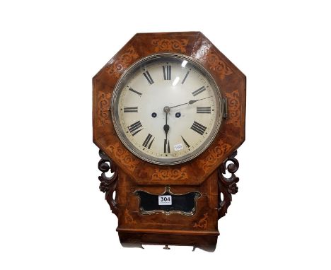 ANTIQUE INLAID DROP DIAL CLOCK 