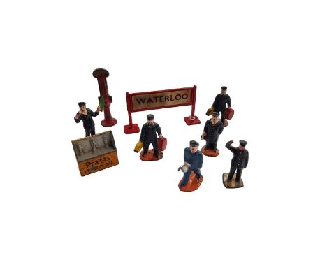 ANTIQUE LEAD RAILWAY FIGURES (9)