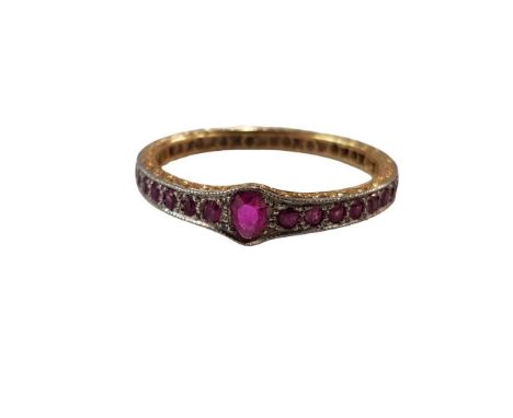 18 CARAT GOLD &amp; PLATINUM RUBY FULL ETERNITY RING 