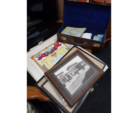 QUANTITY OF MASONIC ITEMS TO INCLUDE SASH, CUFFS AND CERTIFICATES 
