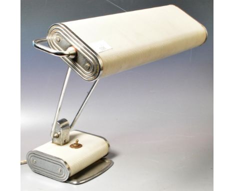 Eileen Gray - Jumo - N71 - A 1950's French Art Deco vintage bankers / desk lamp being raised on adjustable v-shaped rods that