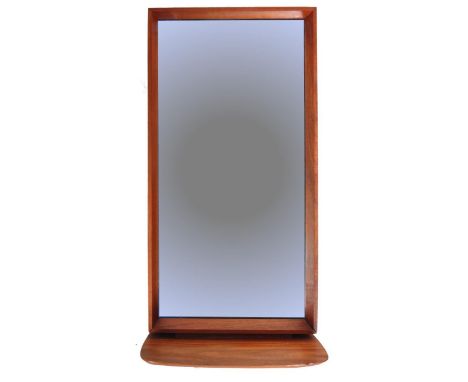 A retro vintage 20th Century Danish teak framed hanging mirror of simple rectangular form having a protruding teak frame with