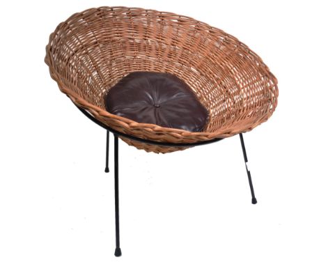 Terence Conran -&nbsp;C8 'cone' chair - A retro vintage mid 20th Century 1954 easy lounge chair of wicker construction and co