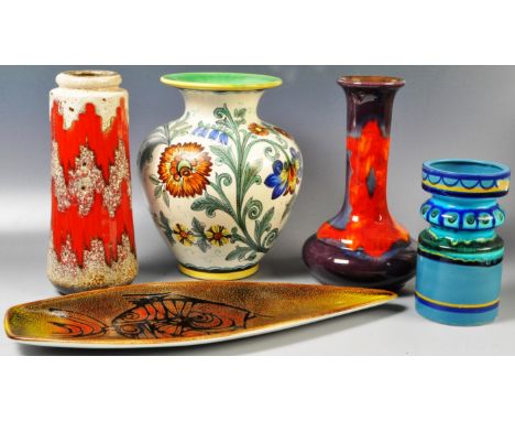 A mixed collection of retro vintage studio art pottery dating from the 20th Century to include a West German Fat Lava vase wi