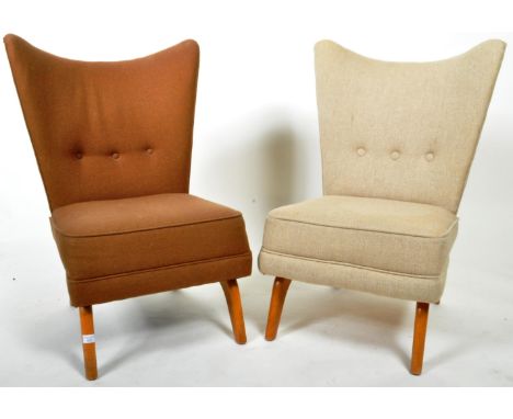 Howard Keith - A pair of retro vintage 20th Century wingback easy / lounge chair / cocktail bedroom chairs. Each chair having