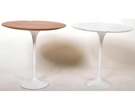 Two contemporary 21st Century designer tulip style side / lamp table / occasional tables in the manner of Eero Saarinen. One 