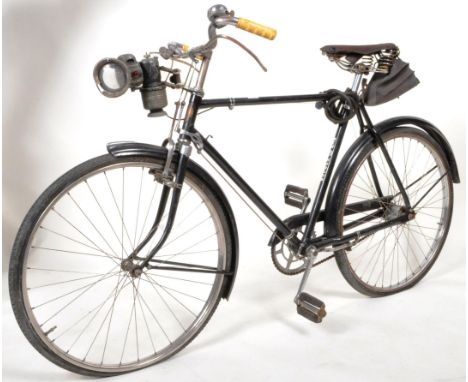 New Hudson - A vintage 20th Century gentleman's bike having curved handlebars with rubber grips and&nbsp;Powell &amp; Hanmer 