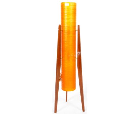 Rocket Lamp - A retro vintage 1960's Space Age teak wood and spun fibreglass floor standing lamp standard light comprising of