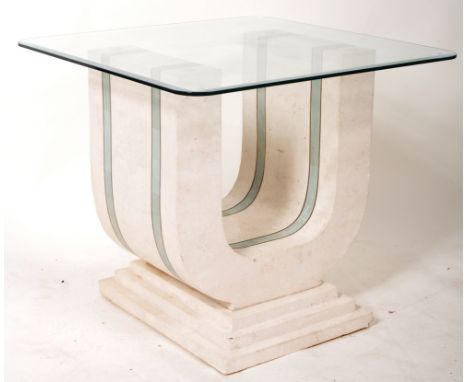 Maitland Smith - A retro 20th Century Hollywood Regency 1980's Art Deco style side / occasional lamp table having a bevelled 