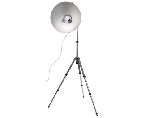 An retro vintage mid 20th Century floor standing lamp comprising of a large adjustable light raised on an adjustable Gilux To