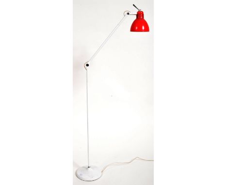 D &amp; L - Rotaliana Luxy - A retro mid 20th Century Italian floor standing lamp light having a red glass shade supported by
