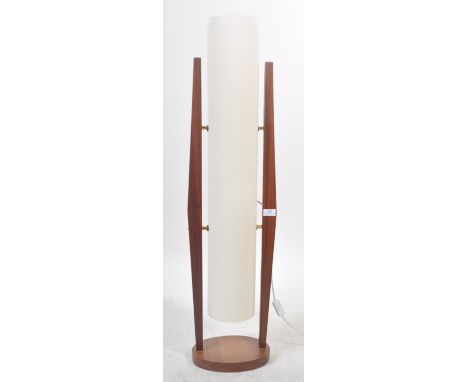 Rocket Lamp - A retro 20th Century teak wood and spun fibreglass floor standing lamp light comprising of a double bulb fitted
