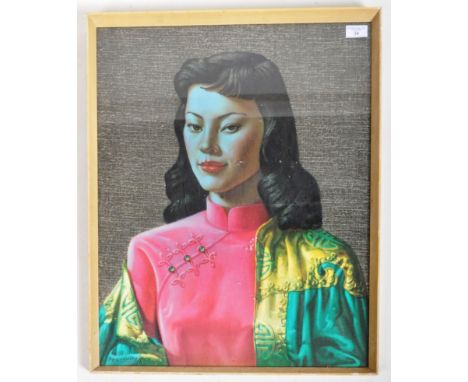 After Vladimir Tretchikoff - Miss Wong - A retro mid 20th Century Vladimir Tretchikoff print on board of the iconic Miss Wong