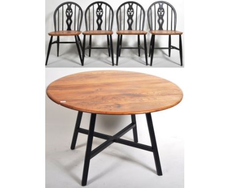 Lucian Ercolani - Ercol - 377 - An original vintage 1960's retro beech and elm dining suite comprising of a model 377 drop le