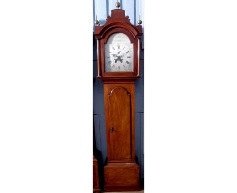 Early 19th century mahogany cased 8-day longcase clock, Dickerson - Yarmouth, the arched case with shaped pediment surmounted