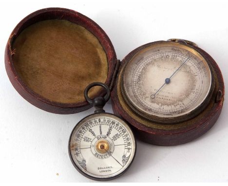 Mixed Lot: early 20th century cased and lacquered brass pocket barometer for 'Murray &amp; Heath - Opticians, 69 Jermyn St - 