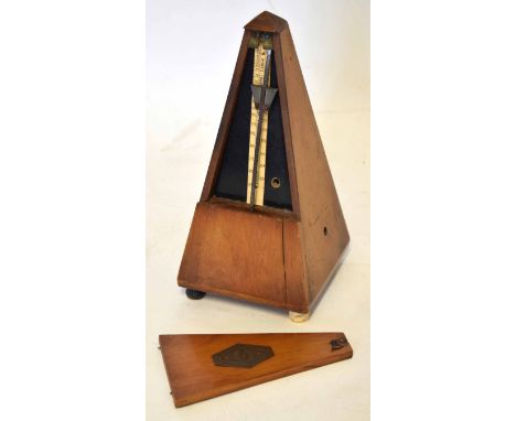 Maezel metronome, in light oak case (replaced/missing feet etc), 23cm high 