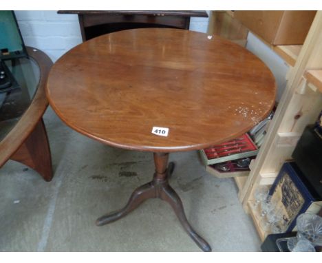 19thC Mahogany circular tilt top wine table on tripod base