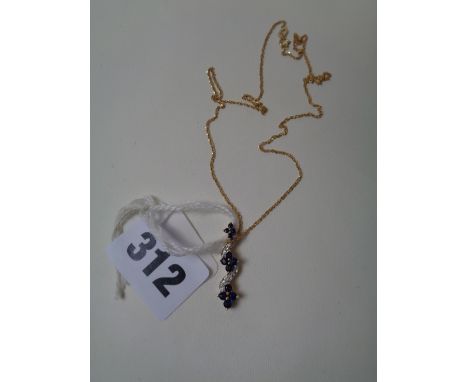 Ladies Sapphire & Diamond set pendant on 9ct Gold Chain