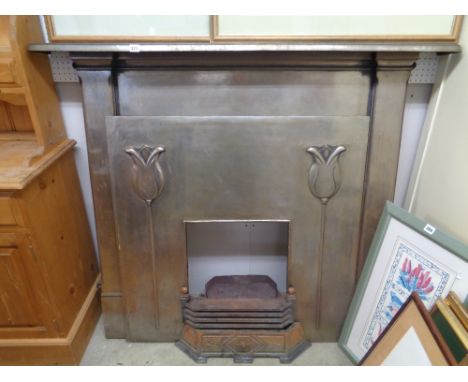 Polished 20thC Tulip design fire surround with back and fittings