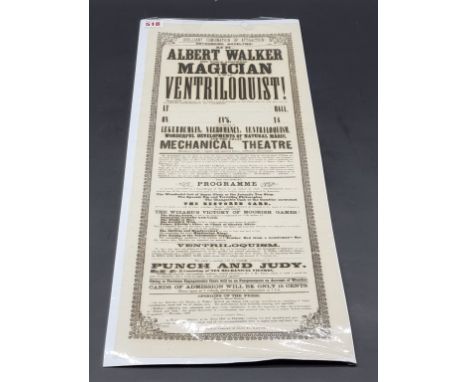MAGIC:&nbsp;'Brilliant Combination of Attraction! Astounding Novelties! Mr Albert Walker the World Renowned Magician and Vent