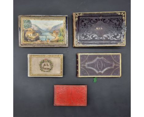 LIBER AMICORUM:&nbsp;small format mid-19thc continental scrapbook, including 2 fine examples of pin-prick work, chromolithogr