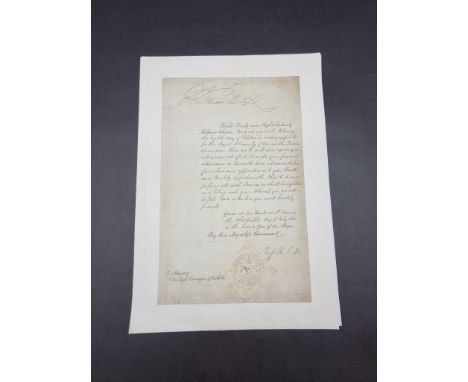 WILLIAM IV (King of Great Britain, 1830-7):&nbsp;official letter to Margery, Duchess Dowager of Atholl dated 13th July 1831, 