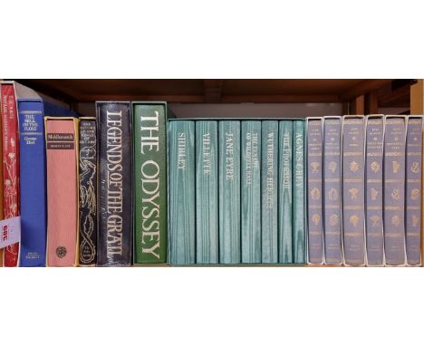 FOLIO SOCIETY:&nbsp;collection of 19 volumes, including boxed sets of works of Charlotte Bronte and Jane Austen. (One shelf)